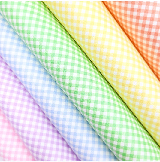 Back to School Gingham Artisan Leatherette - Pastel Colours