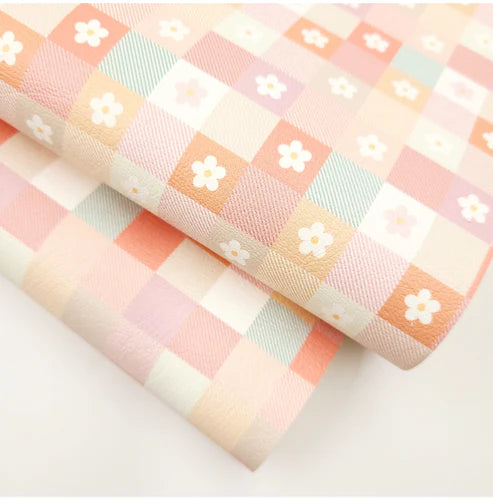 Retro Checkered with Daisies Artisan Leatherette ** SECONDS**