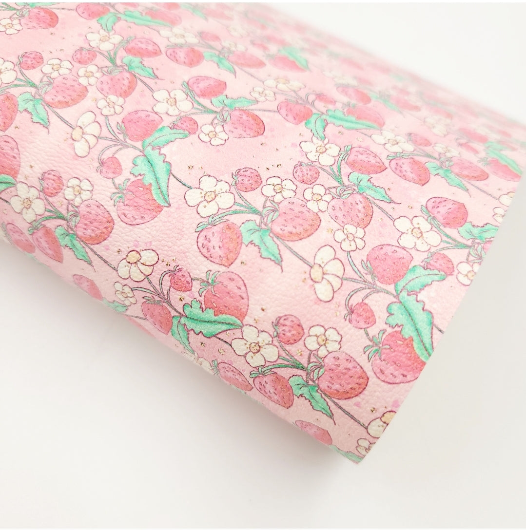 Pastel Strawberries Artisan Leatherette