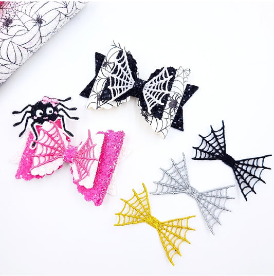 Spider Web Embroidered Lace Bow Toppers