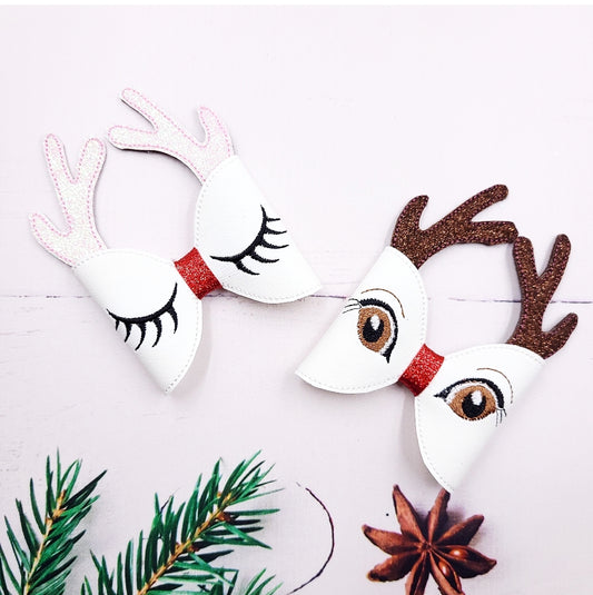 Mr & Mrs Reindeer Bow Loops and Antlers