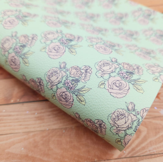 Soft Pink & Mint Floral Artisan Leatherette