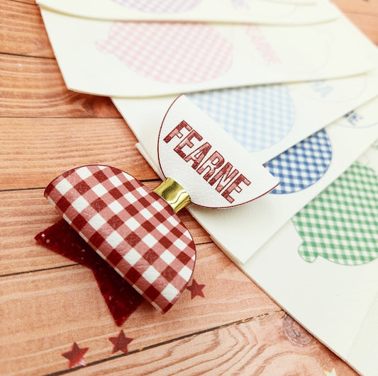 Personalised Leatherette Gingham Bow Loops