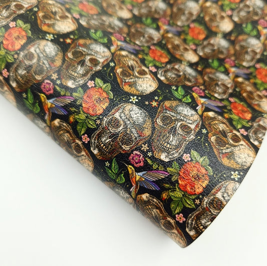 Embroidery Effect Skulls Artisan Leatherette