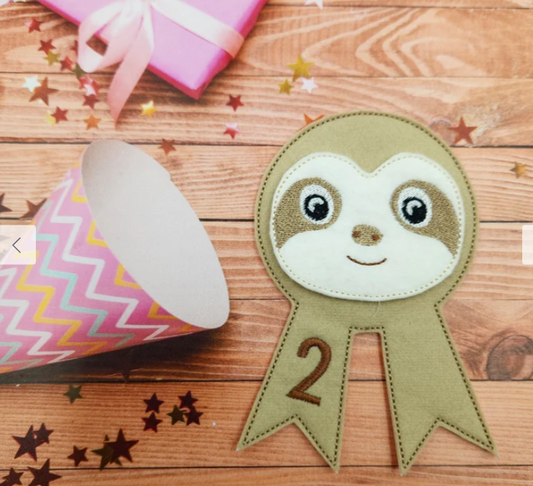 Sloth Birthday Badge  | Digital Embroidery File