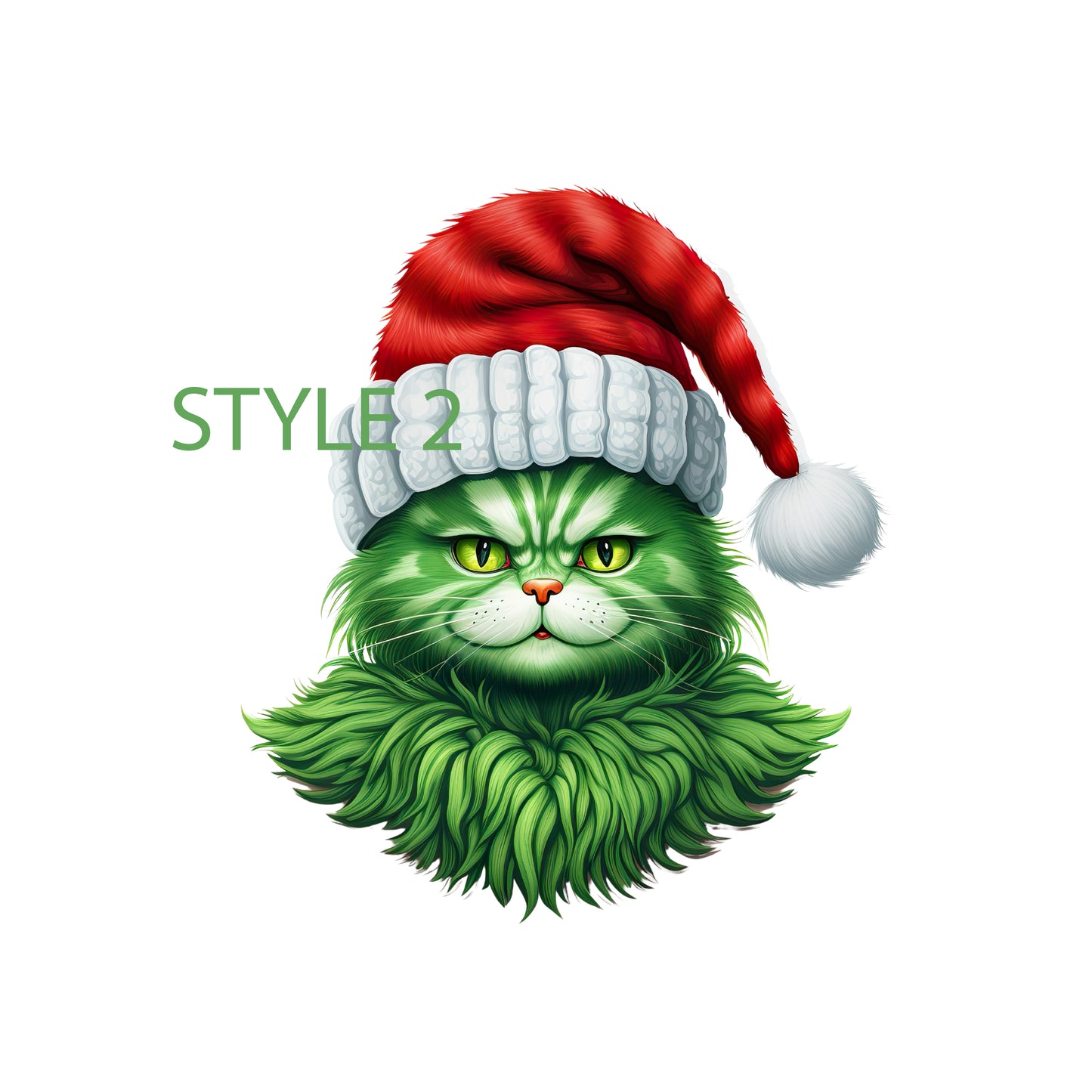 Personalised Grumpy Green Christmas Cat | Printed Bow Loops