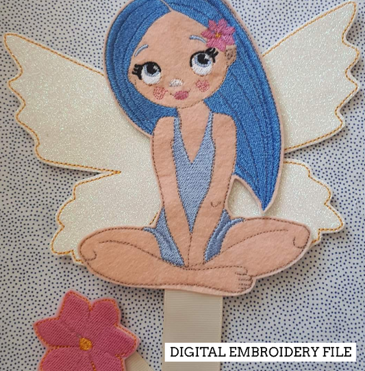 Blue Hair Fairy Bow Holder - Digital Embroidery File