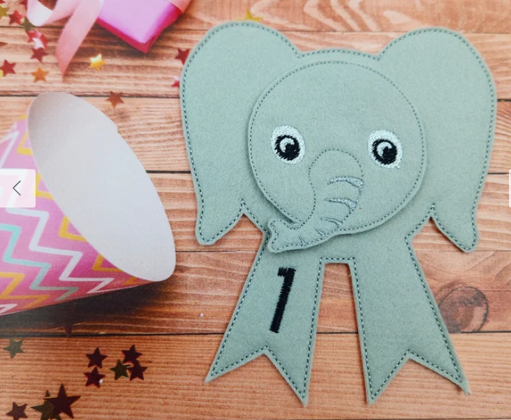 Elephant Birthday Badge  | Digital Embroidery File