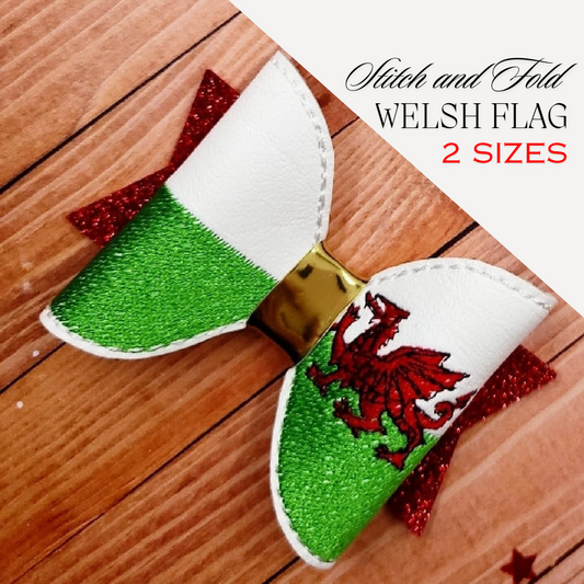 Welsh Flag Hair Bow Loops | Digital Embroidery File