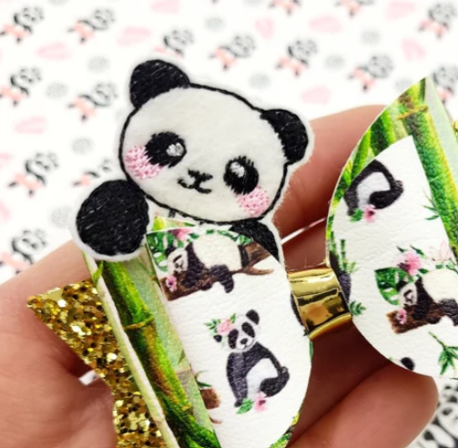 Panda Hair Bow Peekaboo | Digital Embroidery File