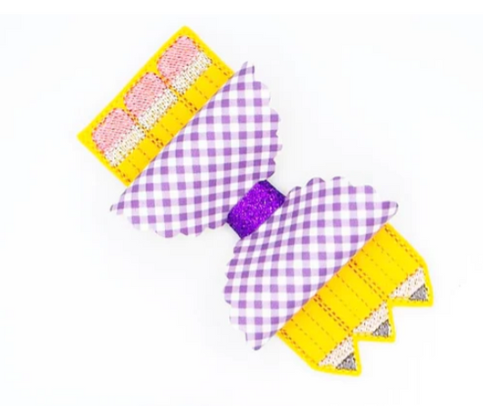 School Pencils Hair Bow Tails | Digital Embroidery File