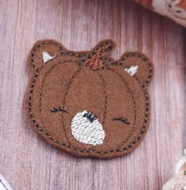 Pumpkin Animal Bear Feltie - in 2 sizes  | Digital Embroidery File