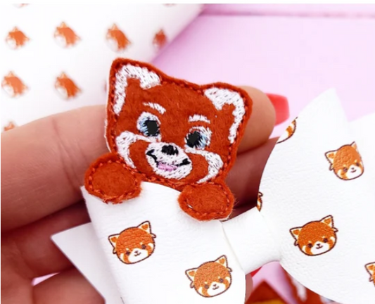 Red Panda Hair Bow Peekaboo | Digital Embroidery File