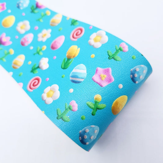 Easter Flowers Leatherette Fabric Roll