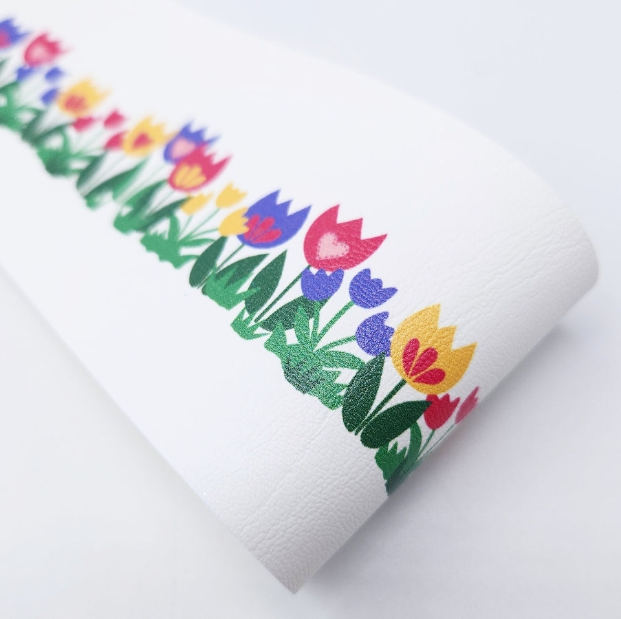 Dutch Tulips Leatherette Fabric Roll