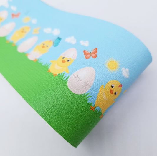 Hatching Chicks Leatherette Fabric Roll