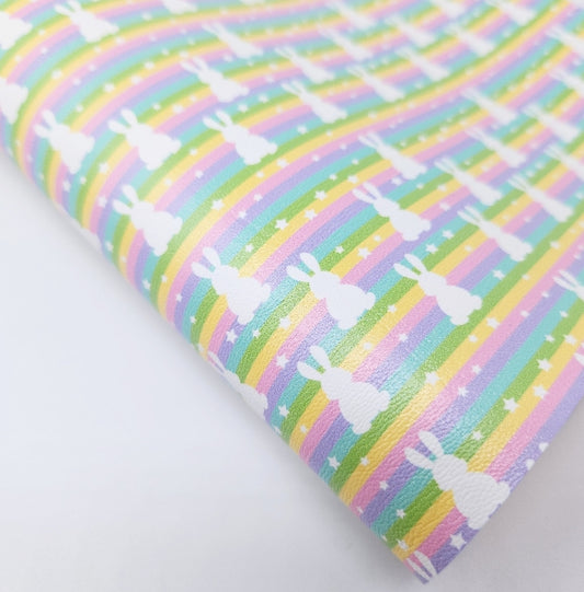 Rainbow Bunny Stripes Artisan Leatherette