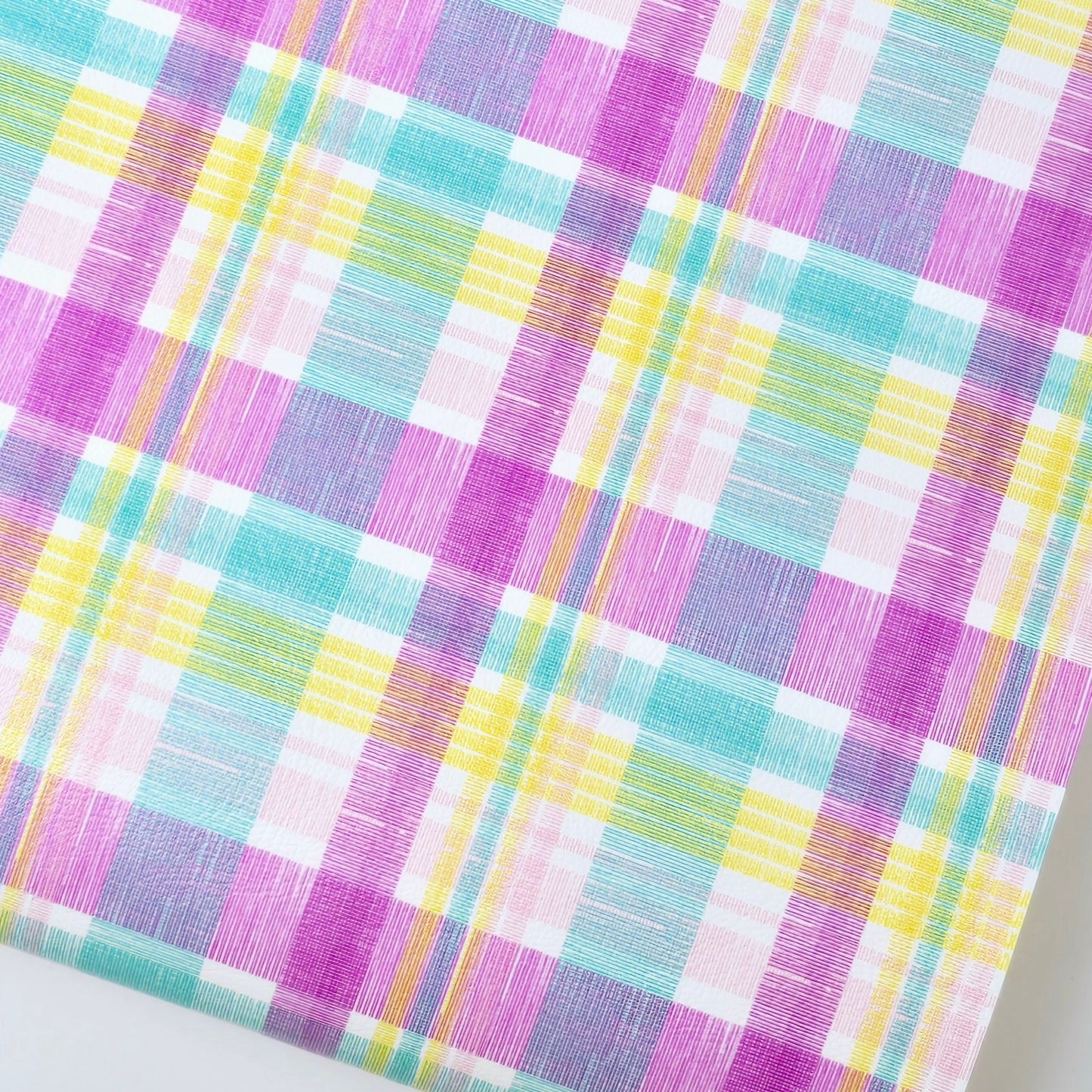 Pink & Aqua Plaid Artisan Leatherette