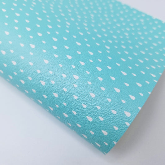 Raindrops on Mint Blue Artisan Leatherette