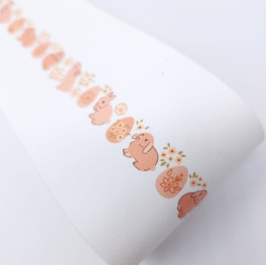 Bunnies and Eggs Leatherette Fabric Roll