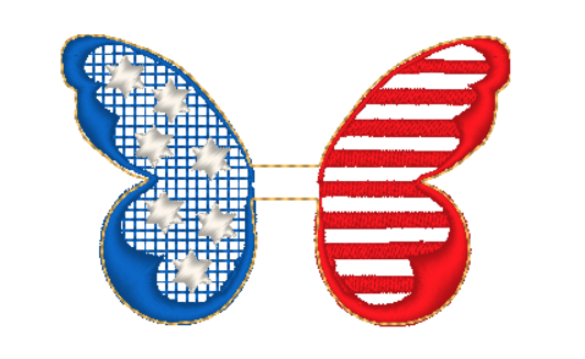 Stars and Stripes Butterfly Hair Bow Tails | Digital Embroidery File