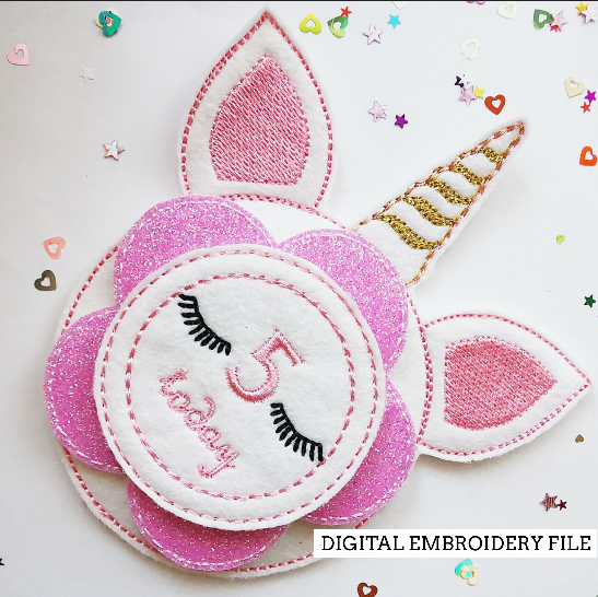 Unicorn Birthday Badge | Digital Embroidery File