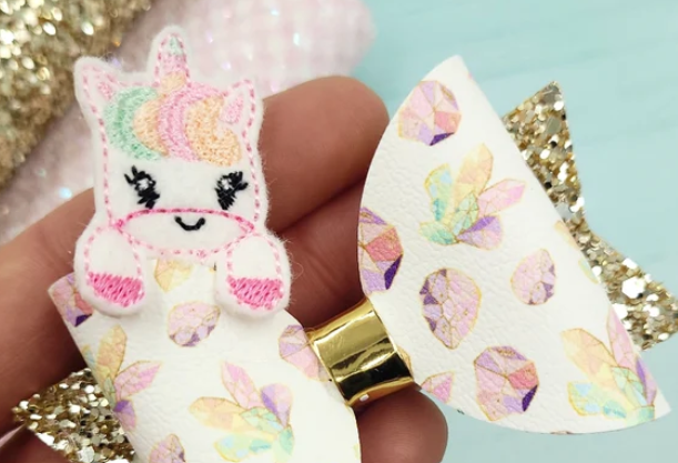 Unicorn Hair Bow Peekaboo | Digital Embroidery File