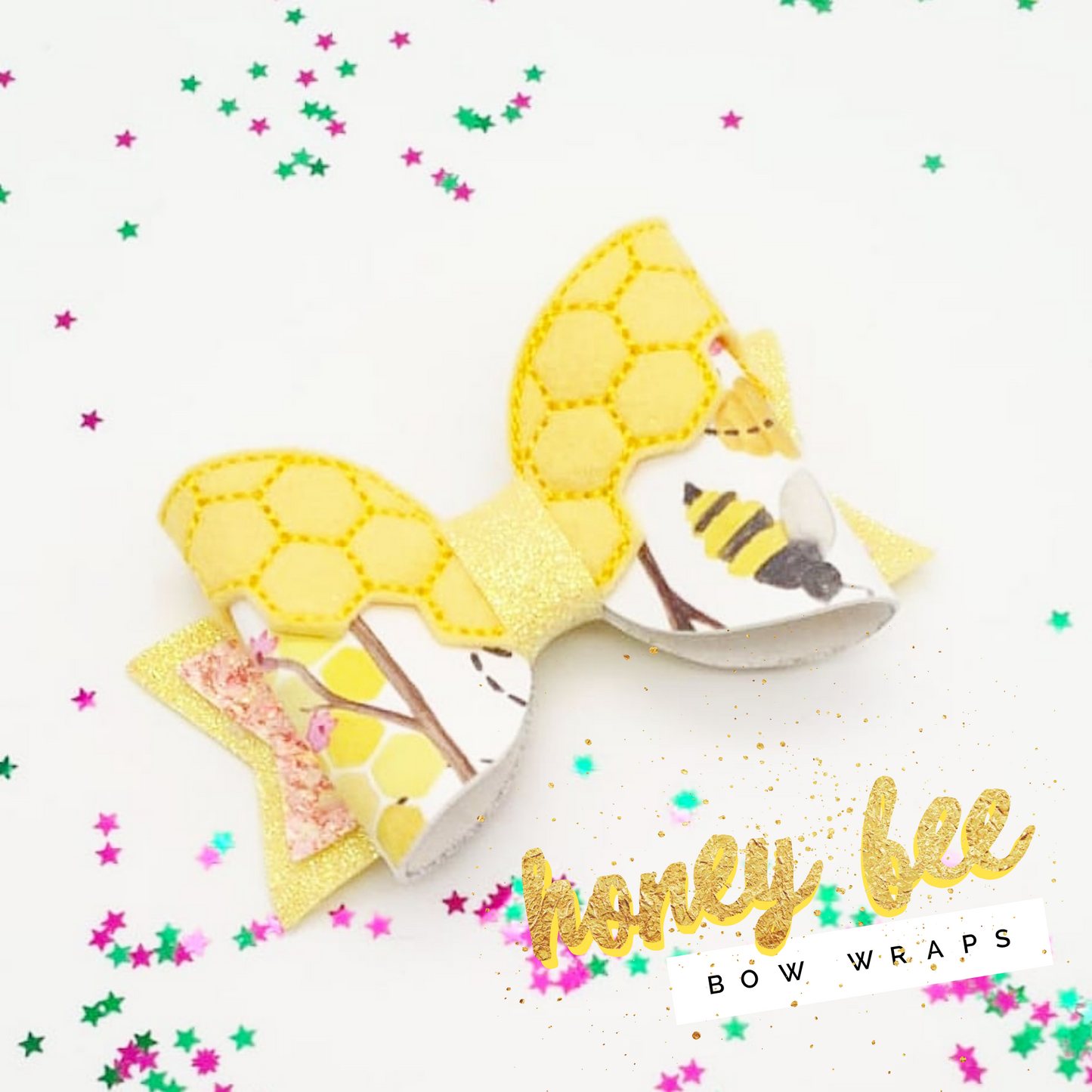 Honey Bee Embroidered Bow Wrap